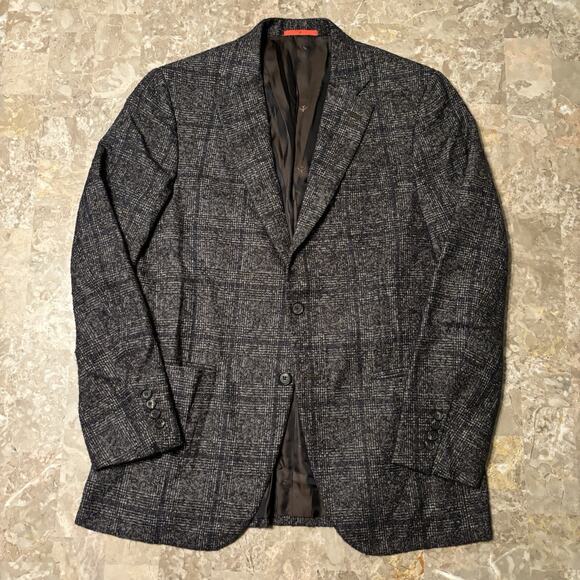 Isaia Blazer Mens 52 Sanita Slim Fit Sport Coat Alpaca Wool Windowpane Brown